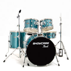 Pearl Acoustic Drum Kits Blue Sparkle Pearl showcase 5pcs with Hardware and Throne