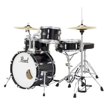 pearl acoustic drum kits jet black pearl roadshow 4 piece drum set with stands & cymbals     