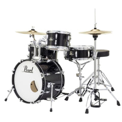 Pearl Acoustic Drum Kits Jet Black Pearl Roadshow 4 Piece Drum Set with Stands & Cymbals