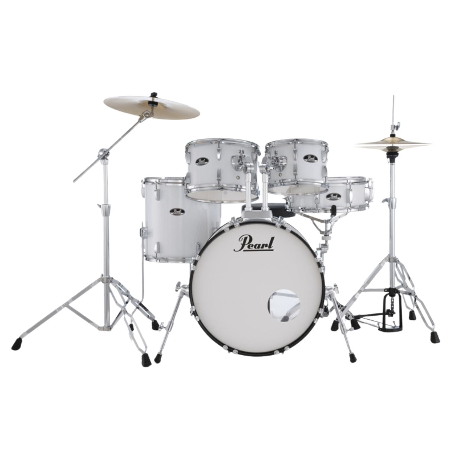 Pearl Acoustic Drum Kits Pure White Pearl RS505C/C 5Pcs Roadshow Acoustic Drum Set with Stands & Cymbals #color_pure-white