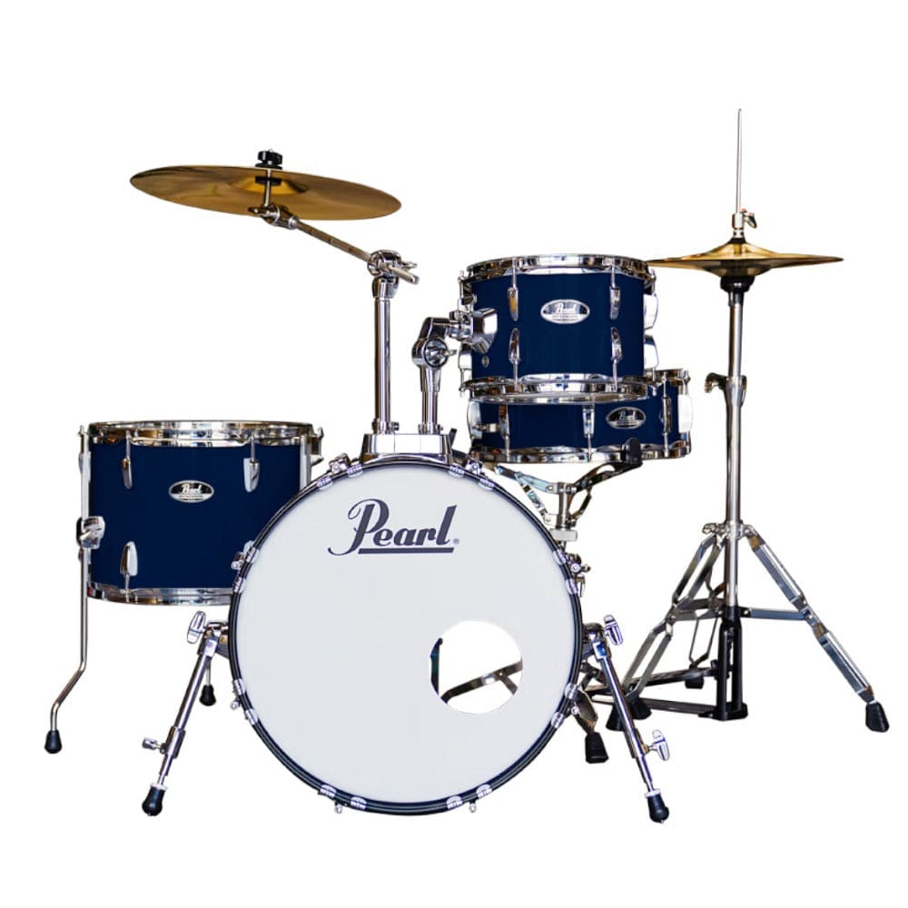 pearl acoustic drum kits royal blue metallic pearl roadshow 4 piece drum set with stands & cymbals     #color_royal-blue-metallic