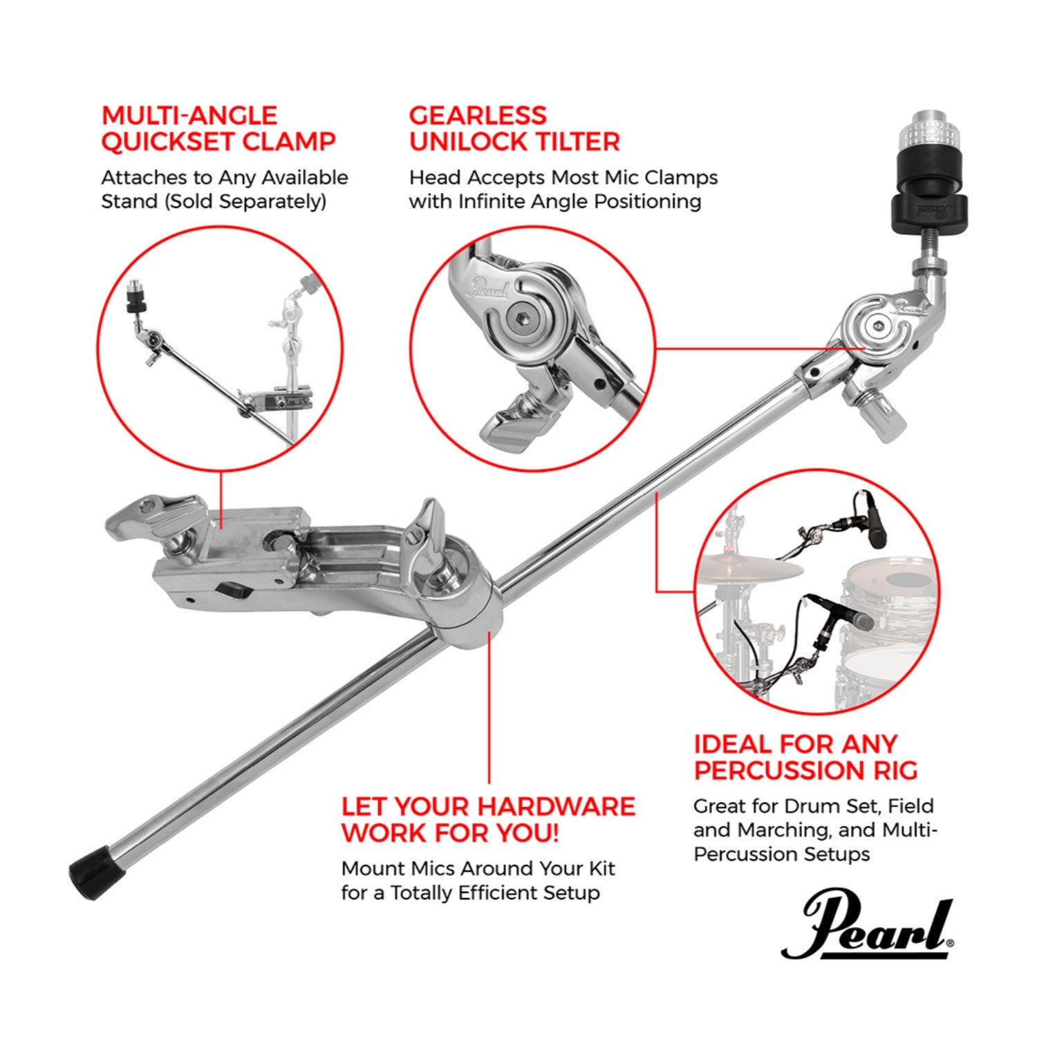Pearl Microphone Mounts Pearl MH-70A Clamping Boom Microphone Holder