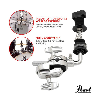 pearl parts and hardware pearl cla-130 mini closed hi-hat holder bass drum hoop mount