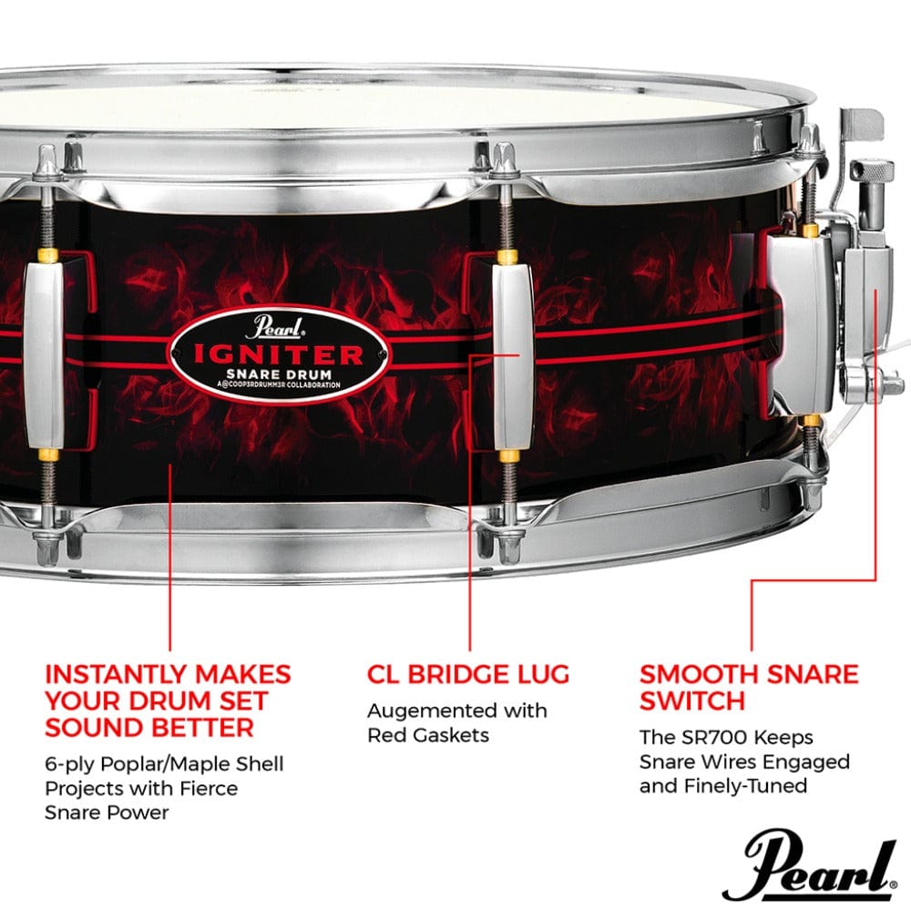 pearl snare drums pearl cc1450s/c 14" x 5" igniter snare drum