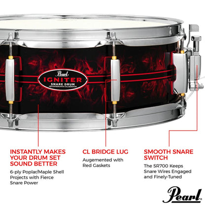 pearl snare drums pearl cc1450s/c 14" x 5" igniter snare drum