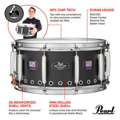 Pearl Snare Drums Pearl MM1465S/C 14" x 6.5" Matt McGuire Model Signature Snare Drum