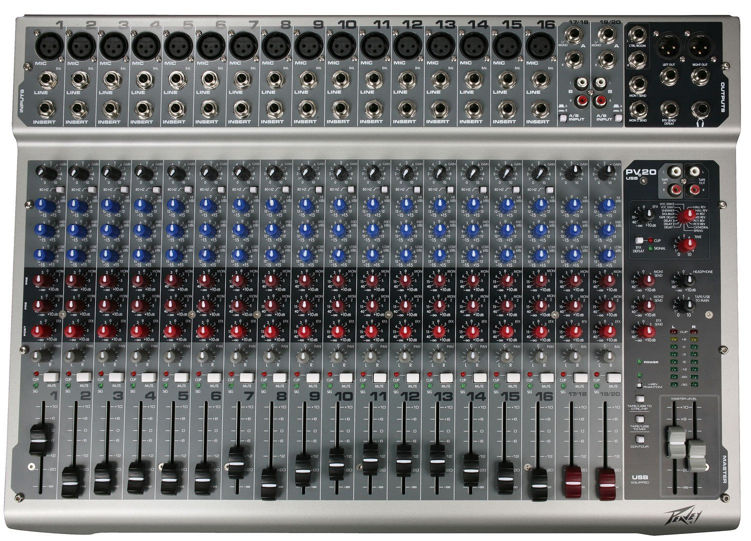 Peavey Analog Mixers Peavey PV20 USB 20 Channel Mixing Console