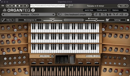PIANOTEQ Virtual Instruments Organteq 2 Advanced Physically Modeled Pipe Organ Software