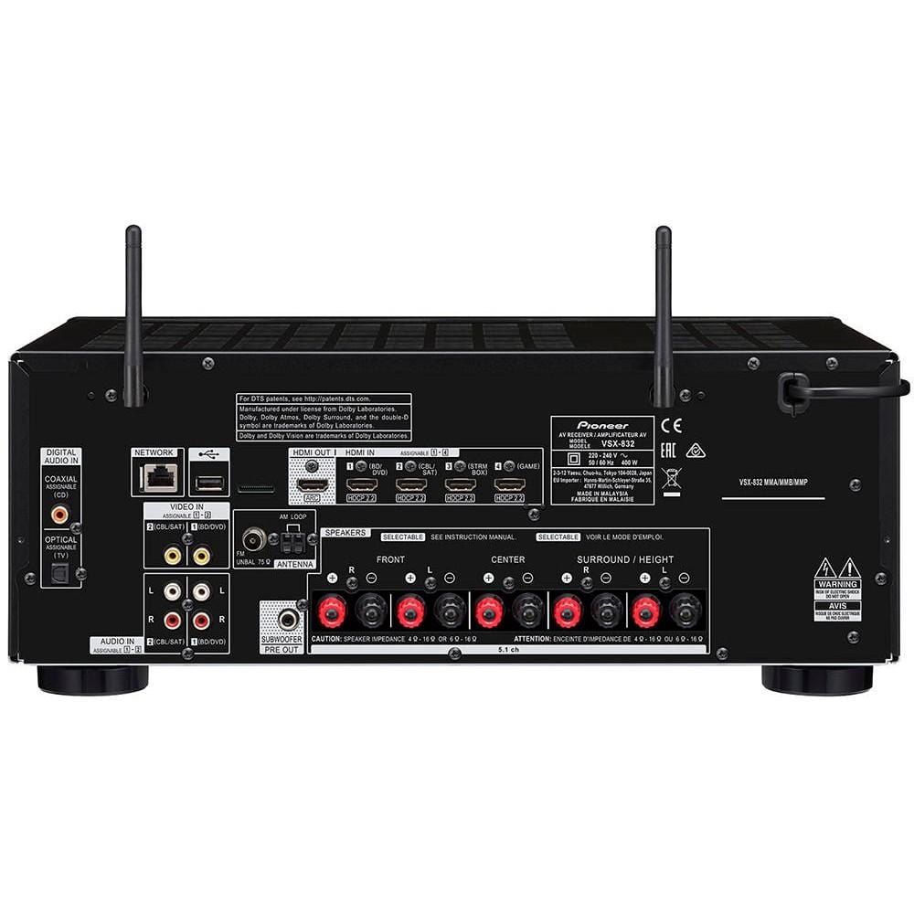 pioneer av receivers pioneer vsx-832 5.1 channel network av receiver