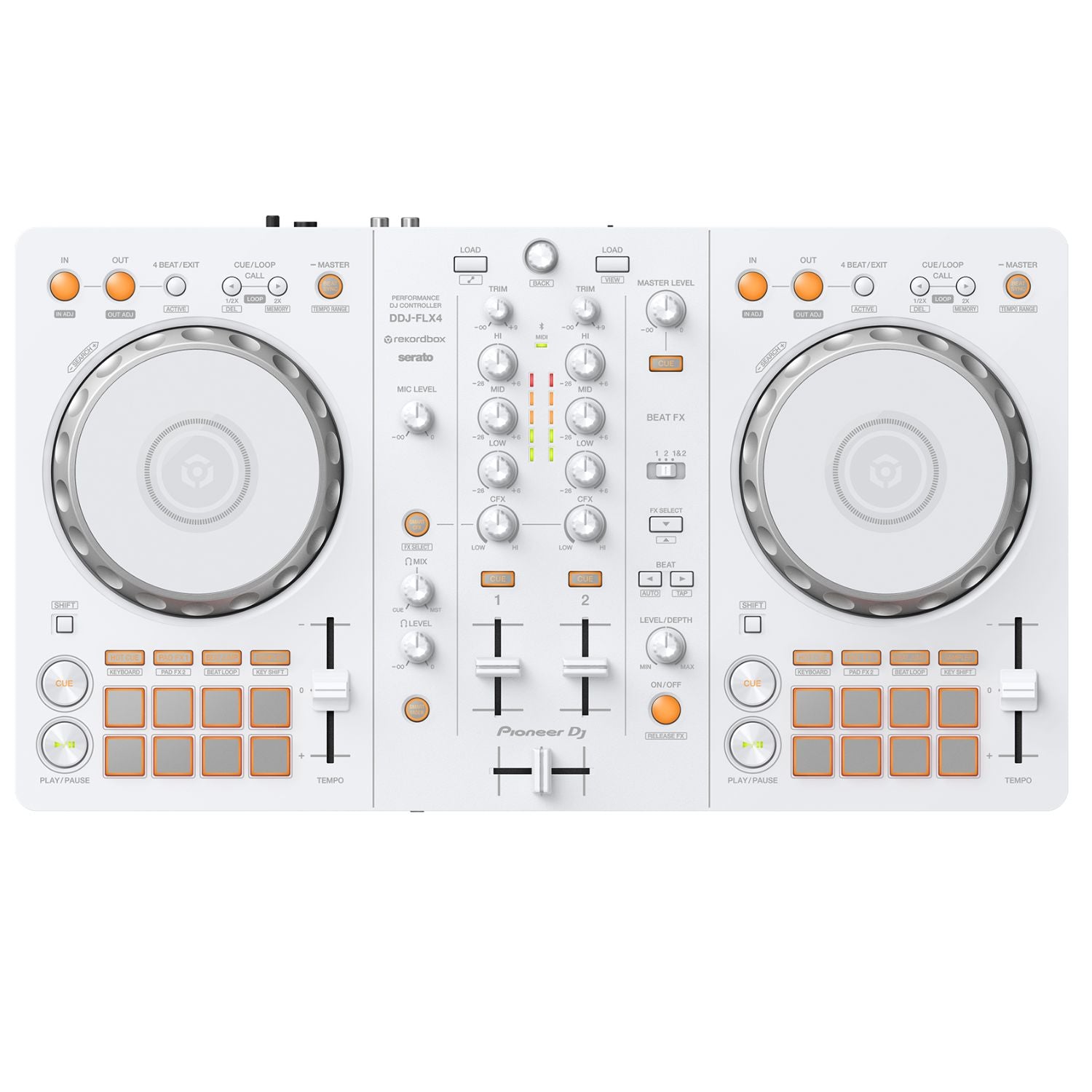 Pioneer DJ Controller Interfaces White Pioneer DDJ-FLX4 2 Channel DJ Controller for Multiple DJ Applications
