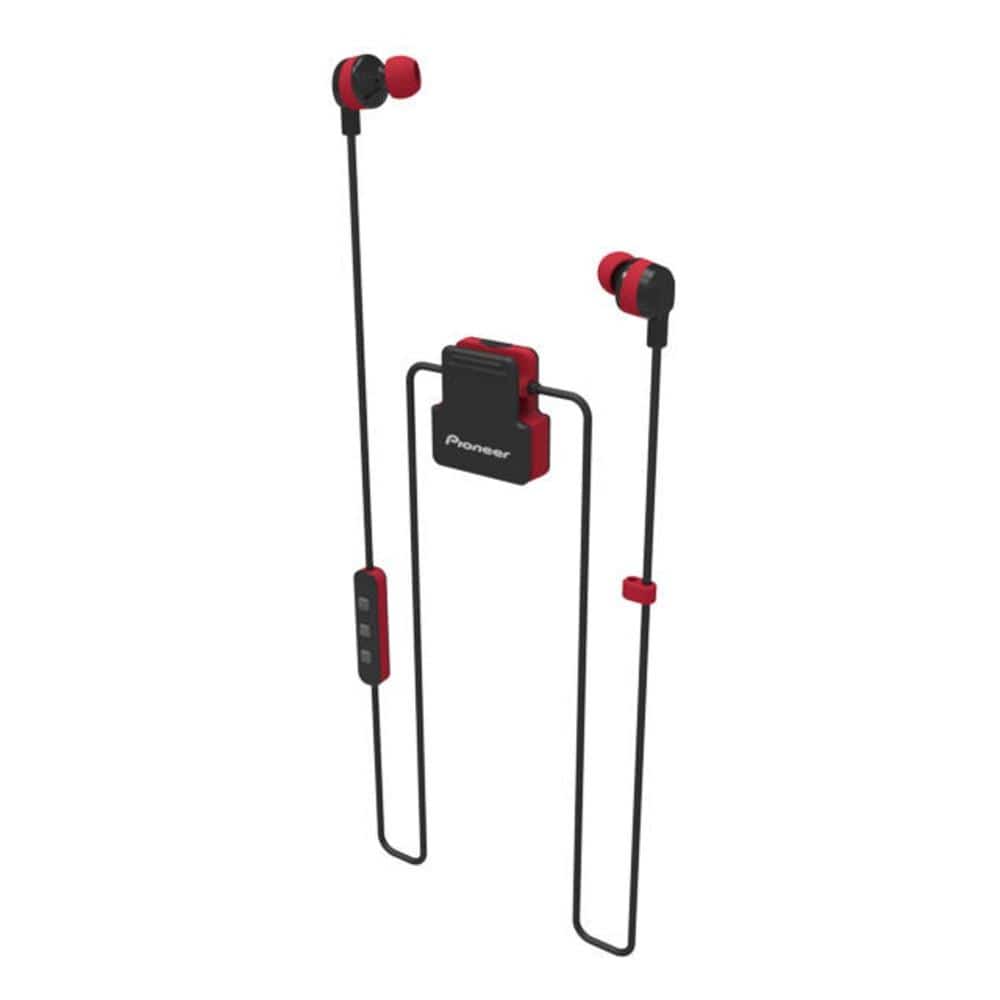 pioneer in-ear neckband headphones red pioneer se-cl5bt clip wear active in-ear wireless neckband headphone      #color_red