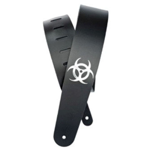 planet waves guitar straps planet waves 25l-bio icon /black biohazard leather guitar strap