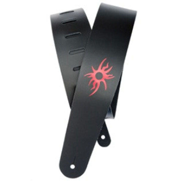 planet waves guitar straps planet waves 25l-trbs icon /black tribal sun leather guitar strap