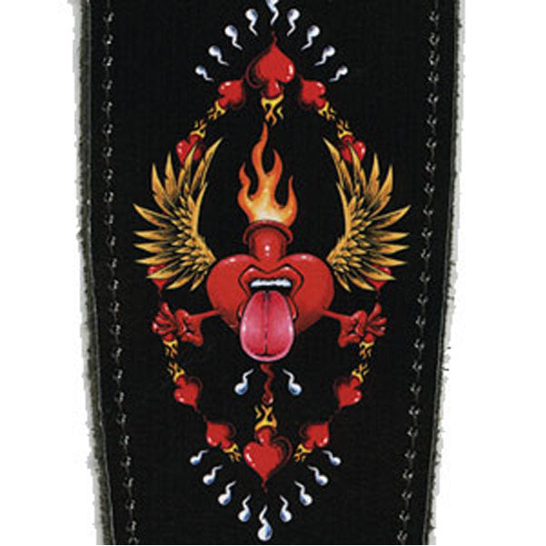 planet waves guitar straps planet waves leather 2.5inch guitar strap red heart 25ls03