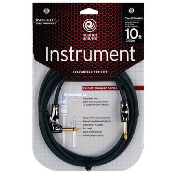 planet waves instrument cables planet waves pw-agra-10 circuit breaker 10 feet right angle instrument cables