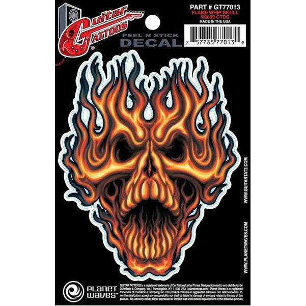 planet waves other guitar accessories planet waves guitar tattoo decal - flame whip skull (gt77013)