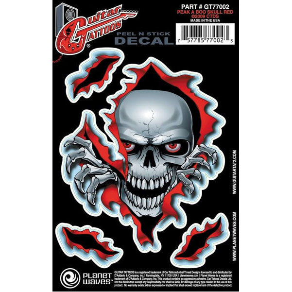 planet waves other guitar accessories planet waves guitar tattoo decal - peek a boo skull (gt77002)