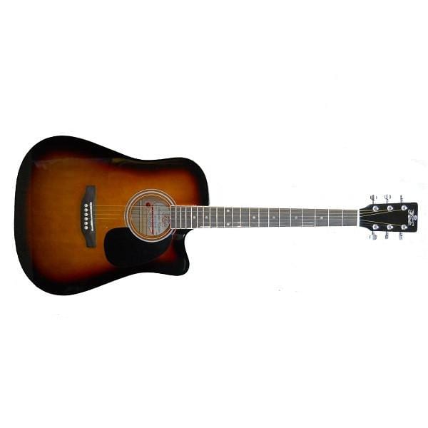 pluto acoustic guitars sunburst pluto hw41c-201 acoustic guitar sun burst - open box