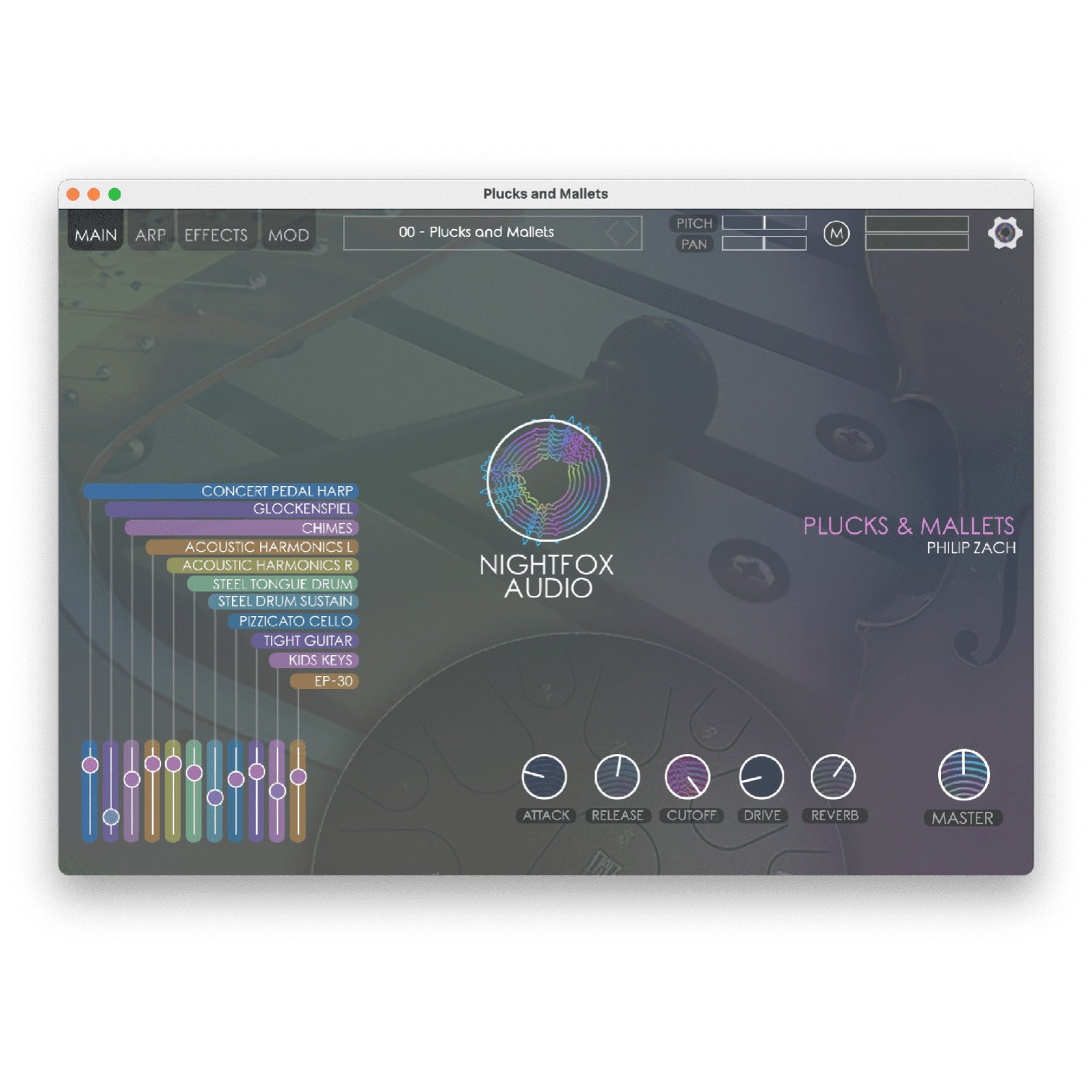Nightfox Audio Plucks and Mallets Virtual Instrument