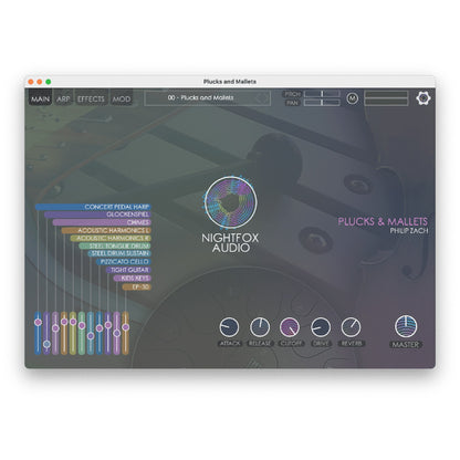 Nightfox Audio Plucks and Mallets Virtual Instrument