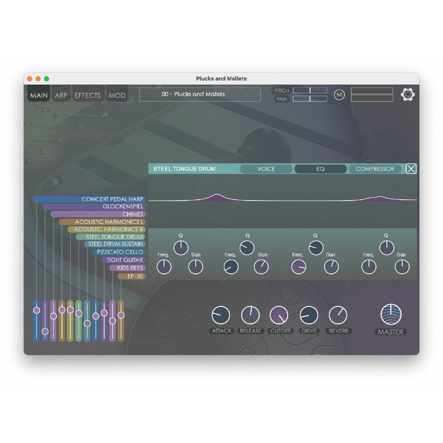 Nightfox Audio Plucks and Mallets Virtual Instrument