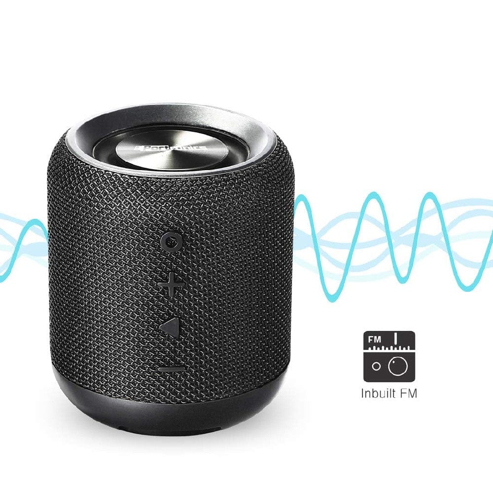 portronics bluetooth speakers portronics sounddrum wireless bluetooth 4.2 stereo speaker with fm & usb    #color_black