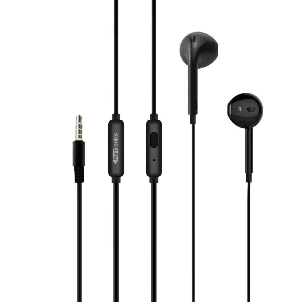 portronics earphones black portronics conch beta in-ear wired earphone    #color_black