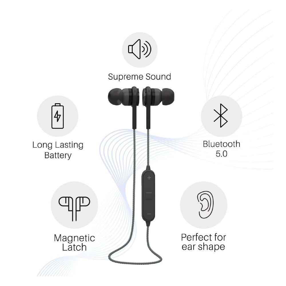 Portronics Earphones Black Portronics Harmonics 224 Wireless Bluetooth Headset with High Base