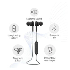 Portronics Earphones Black Portronics Harmonics 224 Wireless Bluetooth Headset with High Base