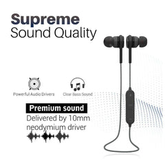 Portronics Earphones Black Portronics Harmonics 224 Wireless Bluetooth Headset with High Base