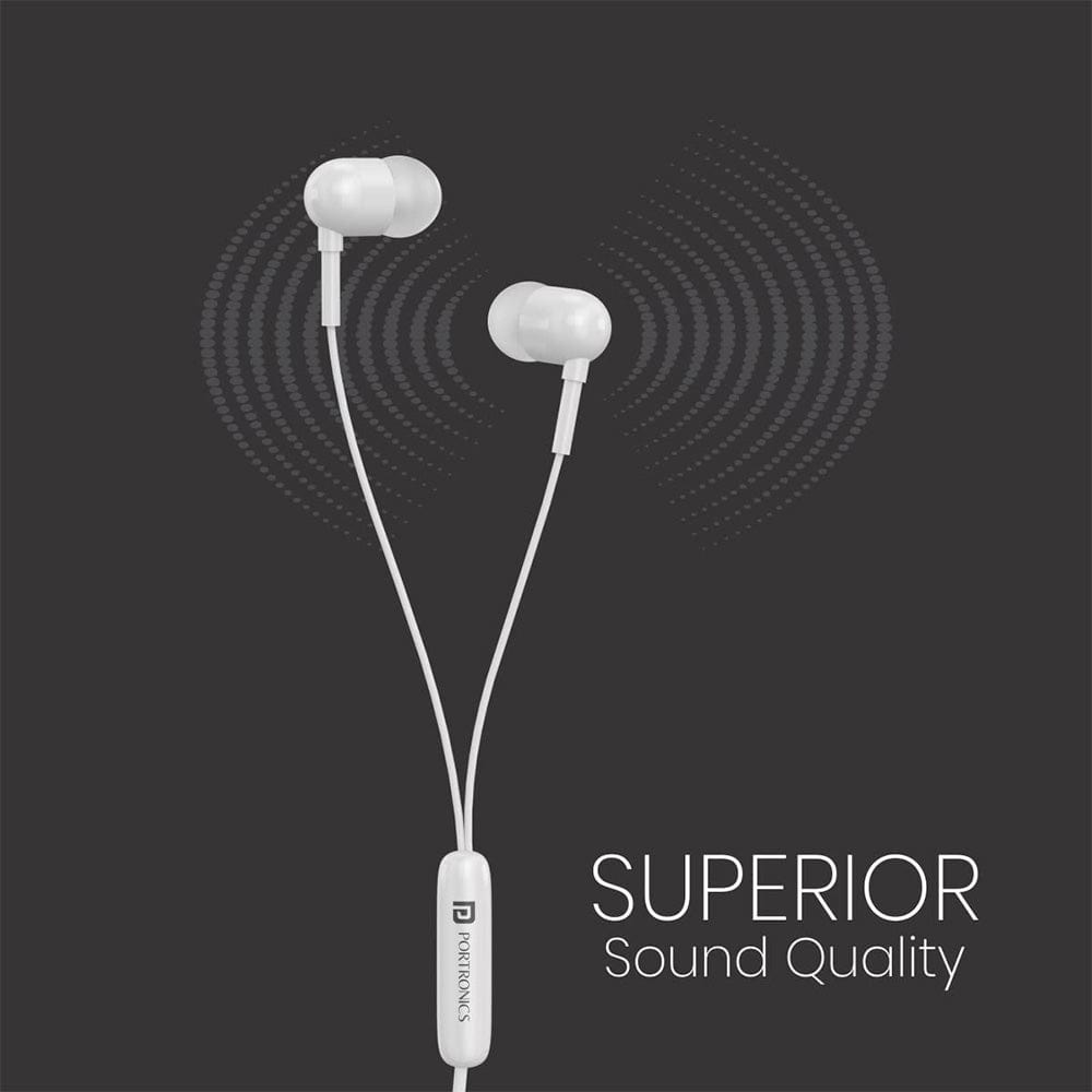 portronics earphones portronics conch 50 in ear wired earphone with 3.5mm audio jack    #color_white