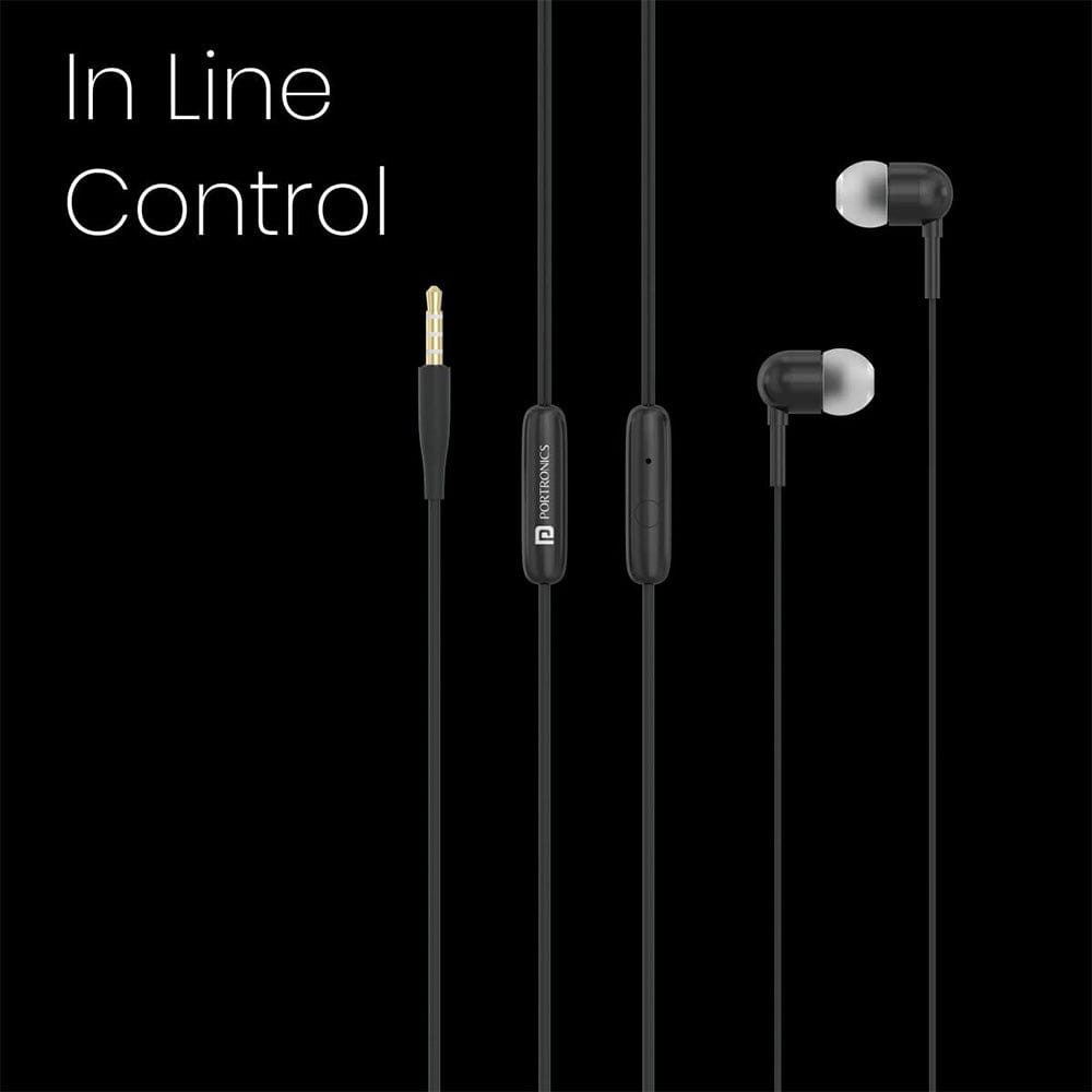 portronics earphones portronics conch 50 in ear wired earphone with 3.5mm audio jack    