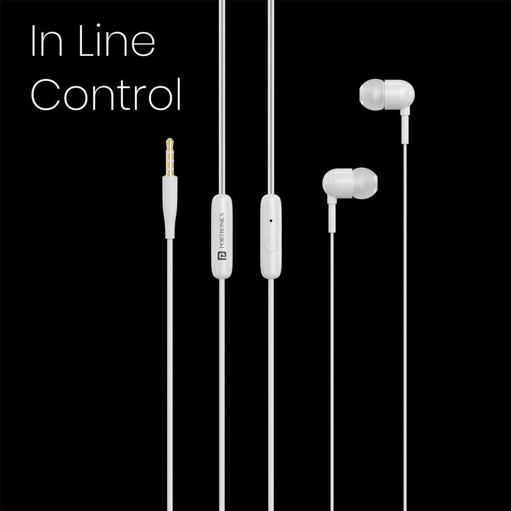 portronics earphones portronics conch 50 in ear wired earphone with 3.5mm audio jack    