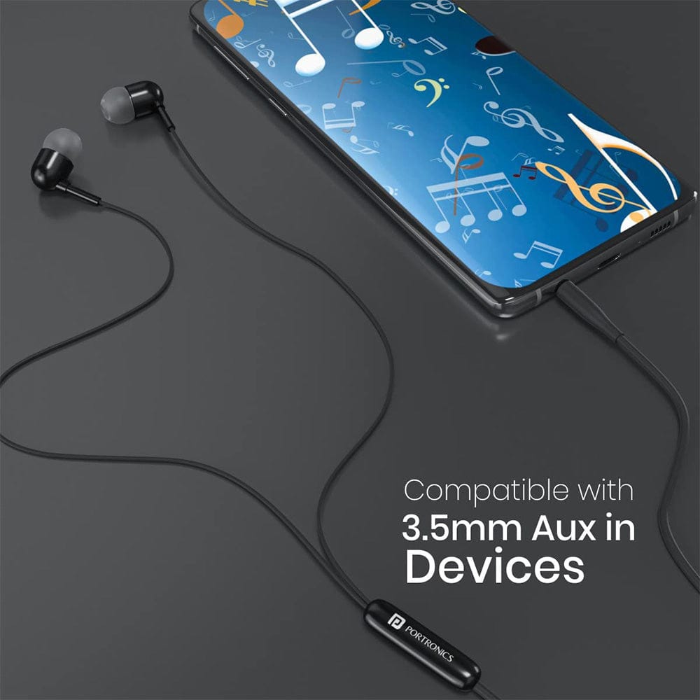 portronics earphones portronics conch 50 in ear wired earphone with 3.5mm audio jack    