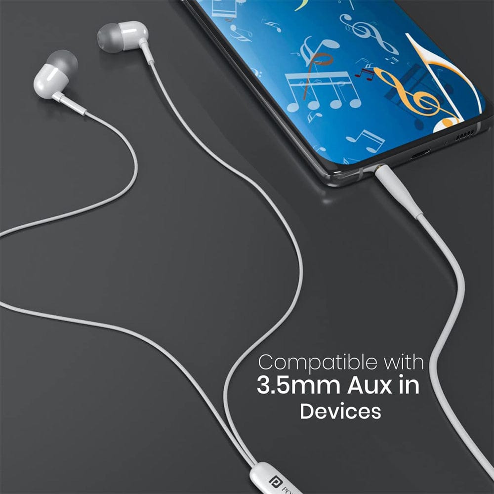 portronics earphones portronics conch 50 in ear wired earphone with 3.5mm audio jack    