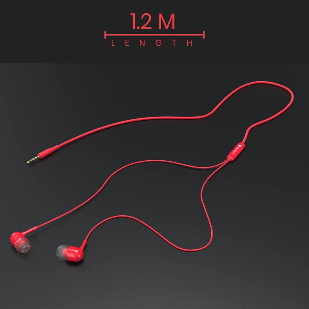 portronics earphones portronics conch 50 in ear wired earphone with 3.5mm audio jack    #color_red