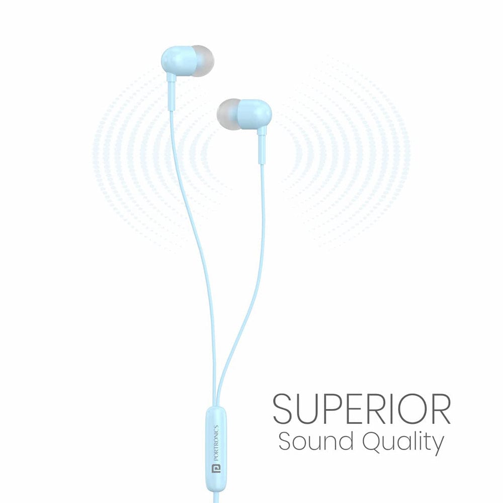 portronics earphones portronics conch 50 in ear wired earphone with 3.5mm audio jack    #color_dark-blue