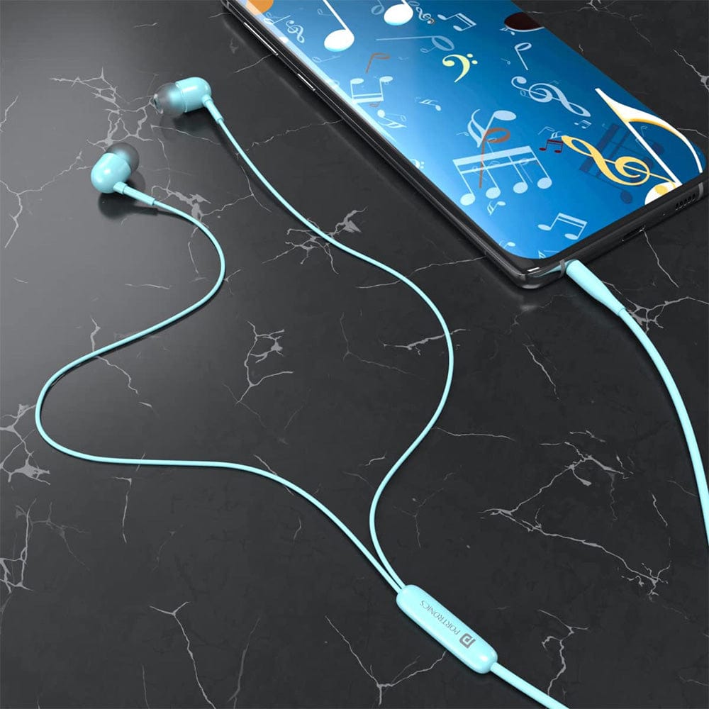 portronics earphones portronics conch 50 in ear wired earphone with 3.5mm audio jack    #color_light-blue