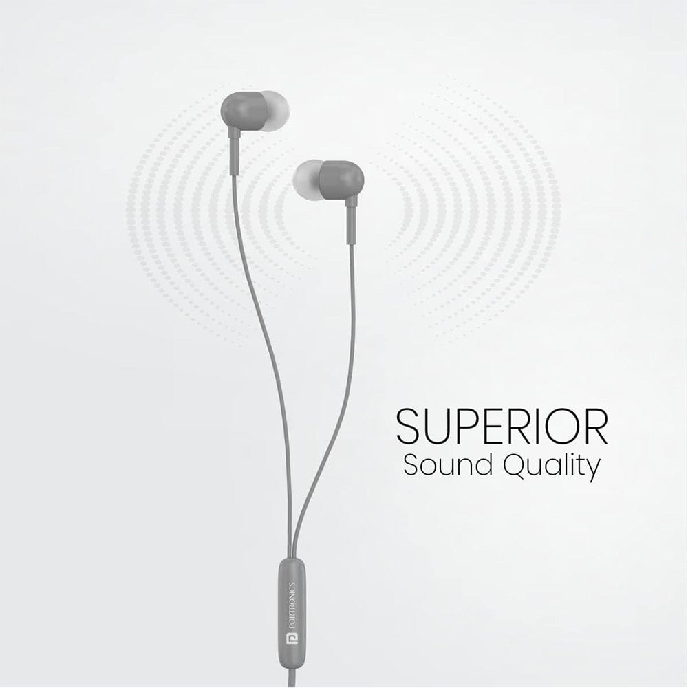 portronics earphones portronics conch 50 in ear wired earphone with 3.5mm audio jack    #color_grey