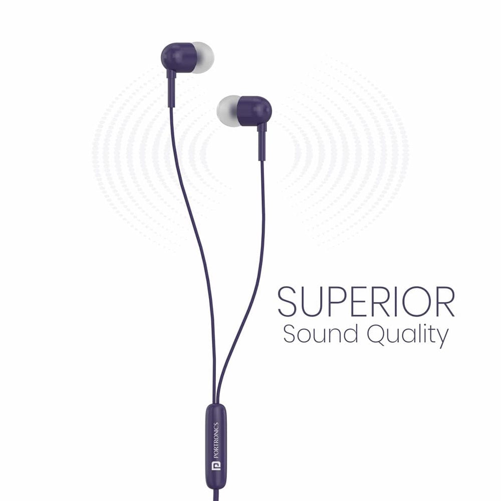portronics earphones portronics conch 50 in ear wired earphone with 3.5mm audio jack    #color_voilet