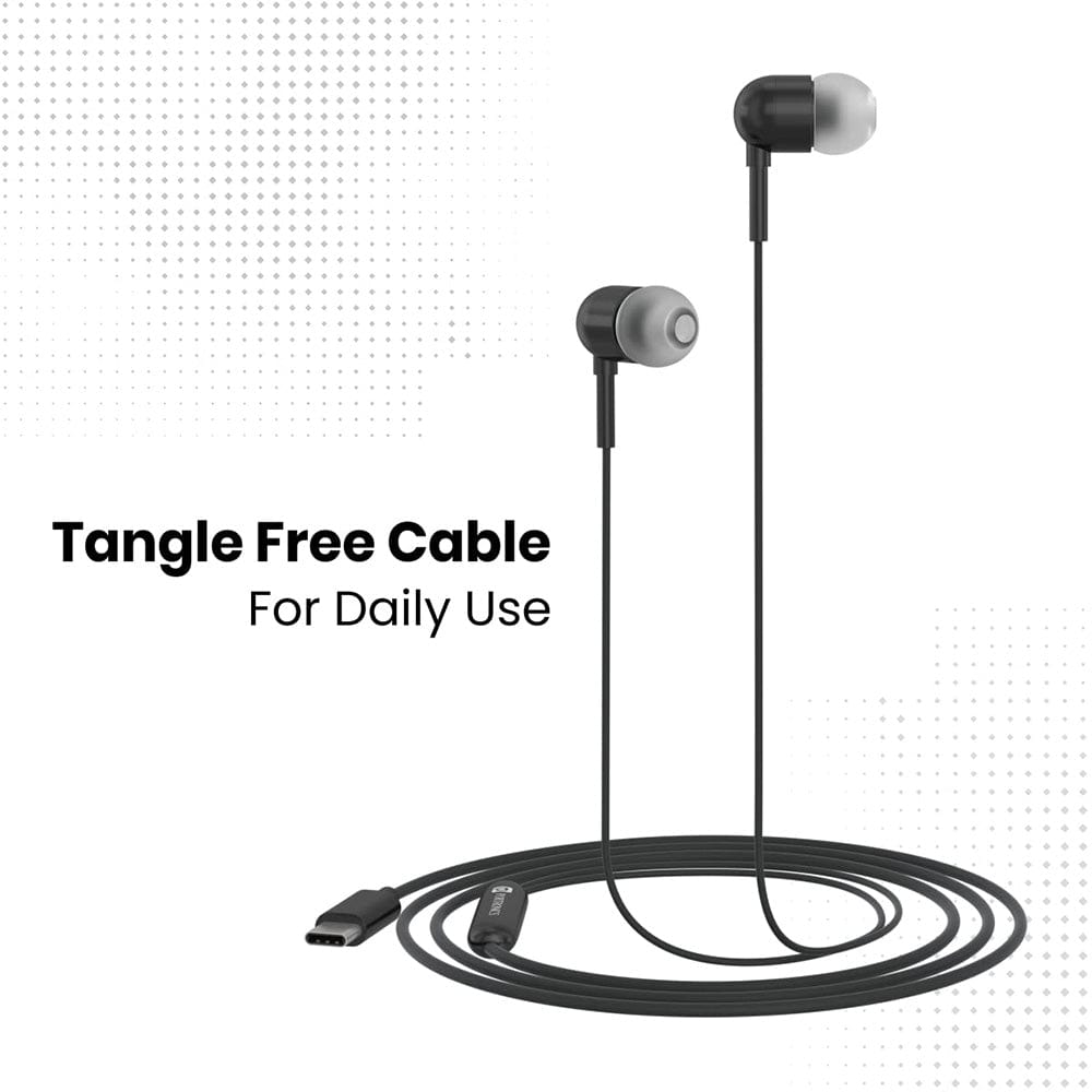 portronics earphones portronics conch 60 type c in ear wired earphone    