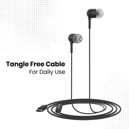 portronics earphones portronics conch 60 type c in ear wired earphone    