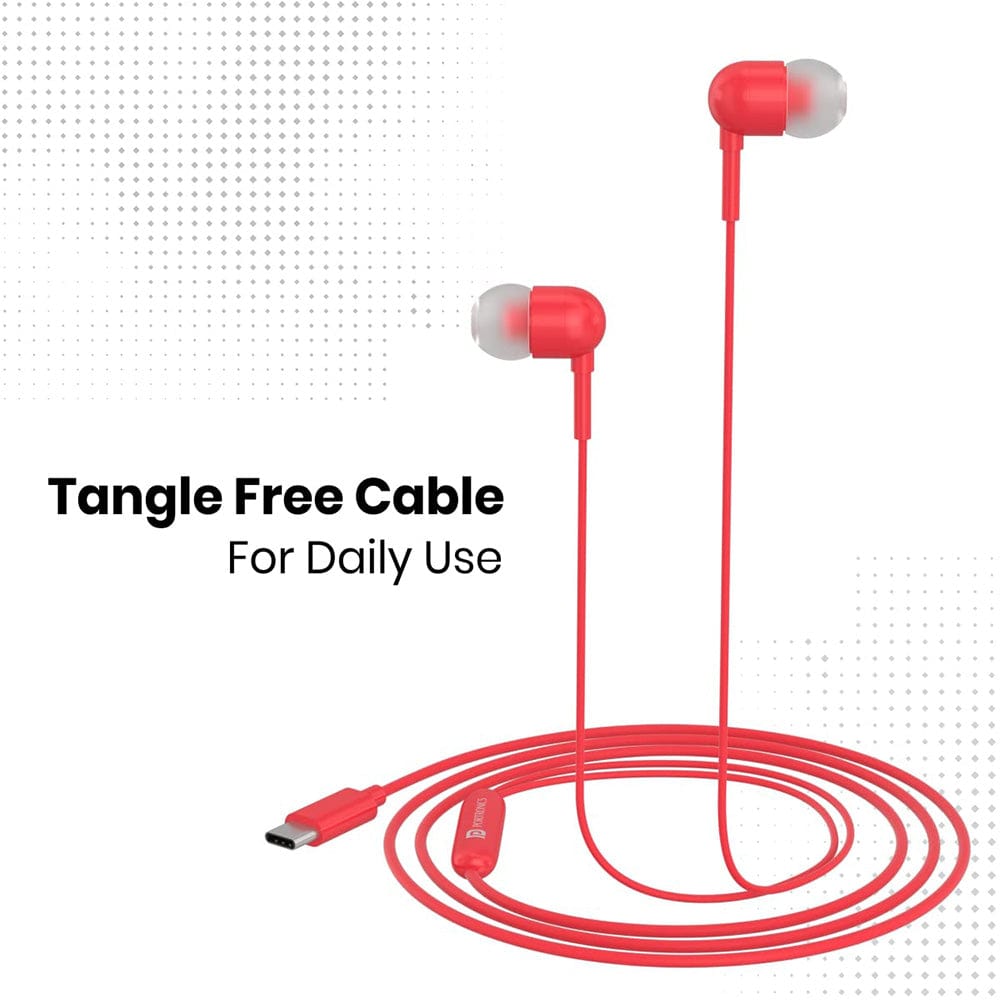 portronics earphones portronics conch 60 type c in ear wired earphone    #color_red