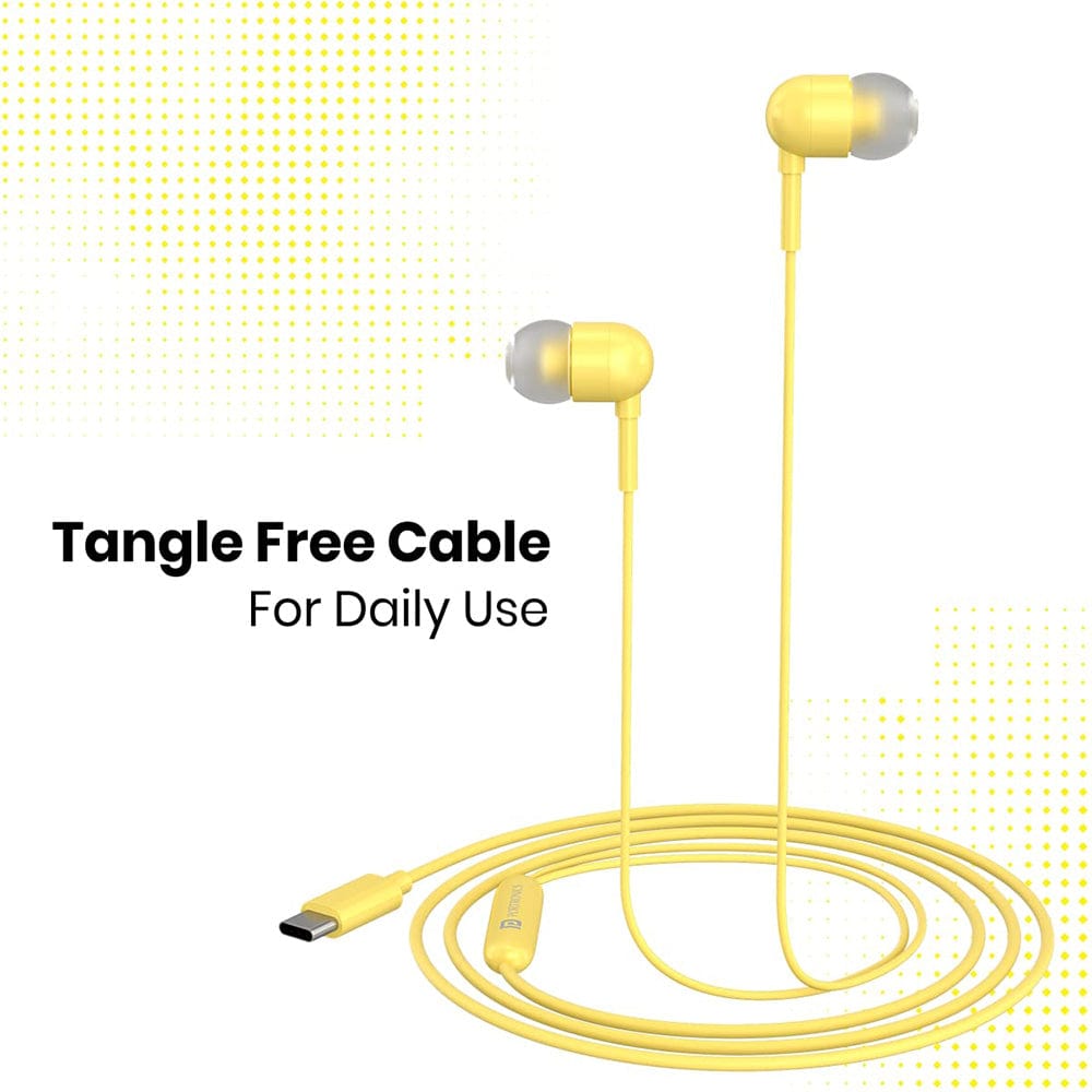 portronics earphones portronics conch 60 type c in ear wired earphone    #color_yellow