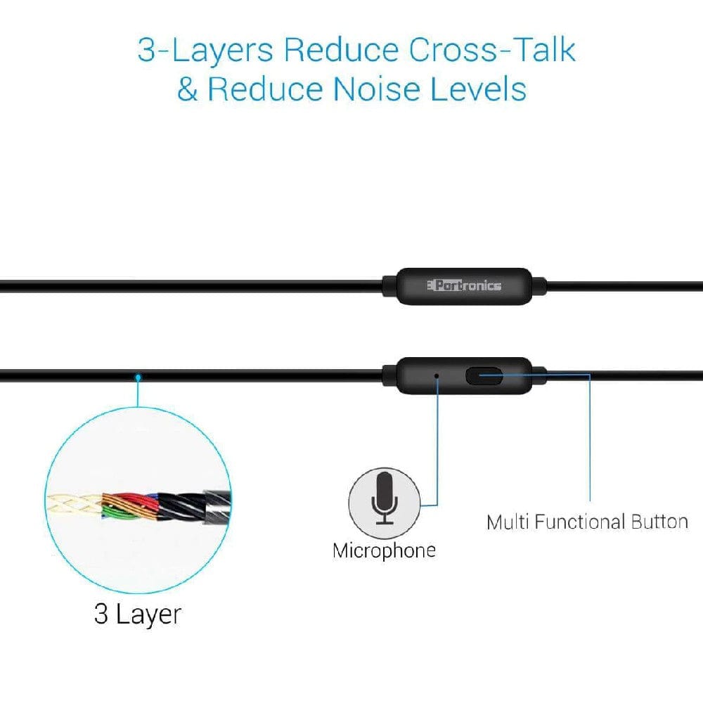 portronics earphones portronics conch beta in-ear wired earphone    #color_black