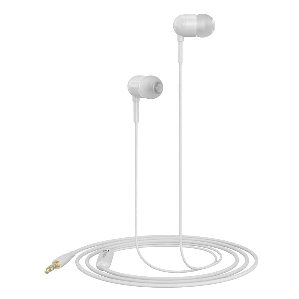 portronics earphones white portronics conch 50 in ear wired earphone with 3.5mm audio jack    #color_white