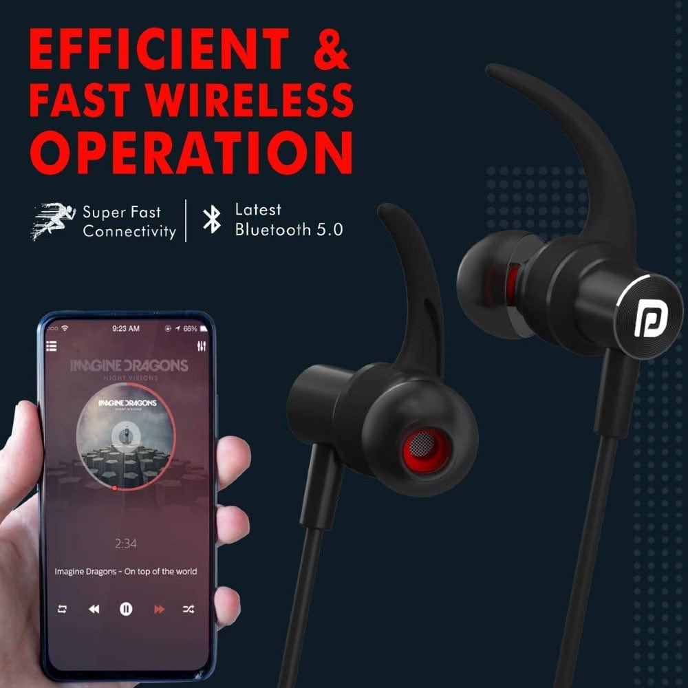 Portronics In-Ear Neckband Headphones Portronics Harmonics 216 HD Stereo Wireless Bluetooth 5.0 Sports Headset