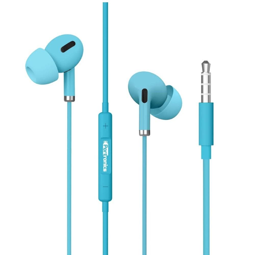 Portronics In-Ear Wired Headphones Blue Portronics Conch Delta In-Ear Wired Earphone