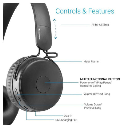 portronics on-ear wireless headphones portronics muffs m wireless bluetooth 5.0 stereo on-ear headphones   