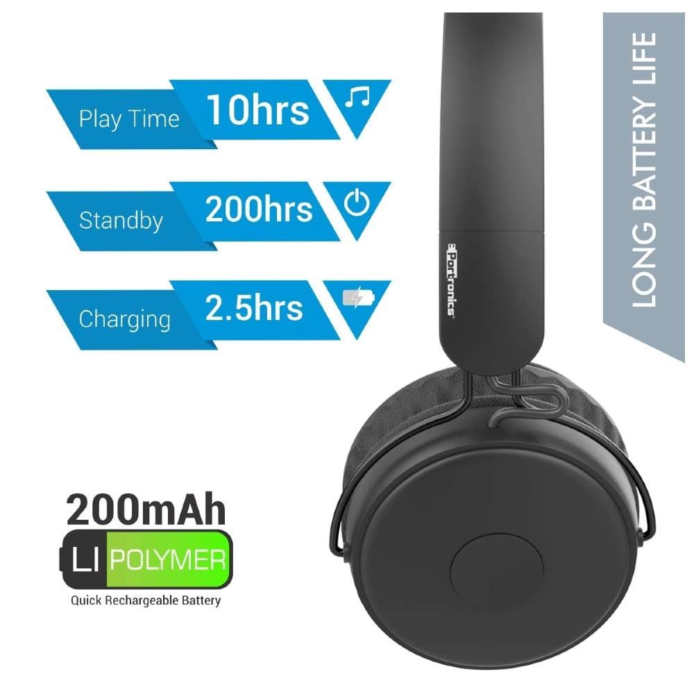 portronics on-ear wireless headphones portronics muffs m wireless bluetooth 5.0 stereo on-ear headphones   